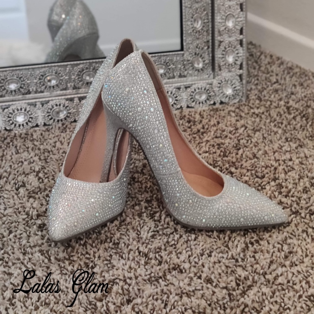 Silver beaded shoes